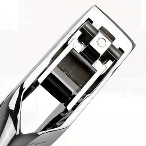 Close-up of Heavy Duty Single Oval Hole Puncher for Scrapbooking Handheld Paper Cutter with chrome finish and durable metal construction.