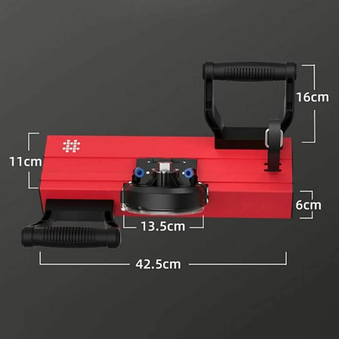 Built Tough 45 Degree Electric Tile Chamfering Machine With Adjustable Spacer Plates And Dual Water Spout For No Sweat Quick Edge Beveling On Ceramic Wood And Stone Flooring Projects, featuring dimensions and design.