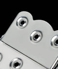Close-up of Two Pack Spring Loaded Stainless Steel Screen Door Hinges Built To Last Anti Rust Corrosion Resistant Durable Silver Hardware 69x61mm.