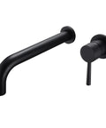 Dope Matte Black Wall Mount Tub Filler With Extra Long Spout Single Handle Bath Faucet Brass Rough In Valve Space Saving Undrilled Tub Compatibility Modern Spa Bath Fixture