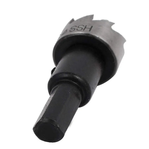 Close-up of HSS Spring Loaded Twist Drill Bits And 18.2mm Hole Saw Set For Wood Metal And Plastic 66mm Long 8mm Shank