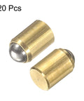 20 Pack Solid Brass Ball Point Spring Plungers 3X4MM No Step Positioning Beads No Fuss Ball Catch Latches For Cabinet Doors And Furniture Repairs close-up view of brass plungers