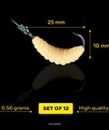 Rugged Rubber Maggots Bait Set For Freshwater Fishing with hook attached, 25mm length, 10mm height, set of 12, high quality