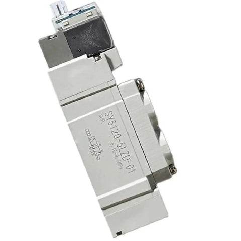 Top Tier 2 Position Single Type Sy5120-5mse-c4 Pneumatic Solenoid Valve showing aluminum body and electrical components.