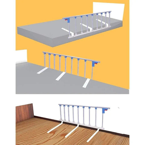 Foldable Bed Rail For Elderly And Disabled One Click Folding Safety Guard With Stainless Steel Grip No Drill Install Blue 95x40cm demo