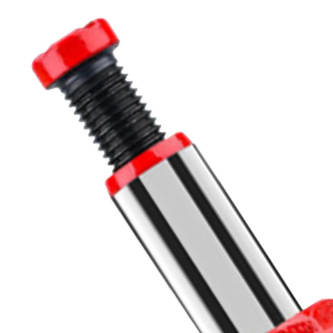 Close-up of Heavy Duty 5 Ton Hydraulic Bottle Jack For Cars And Trucks showing the threaded lifting rod and red handle.