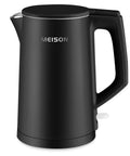 1.7 Liter Electric Kettle With Double Wall Stainless Steel Interior, Fast 1200W Boil, Auto Shut Off, Black model side view