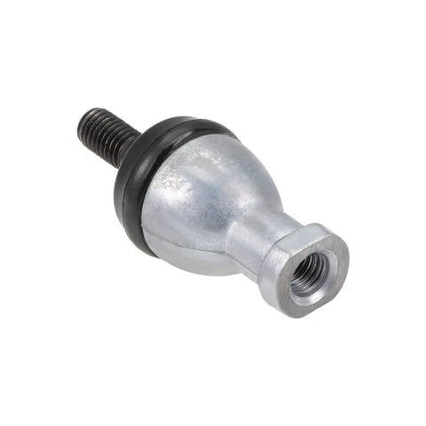 Heavy Duty Rod End Bearing Straight Ball Joint M8x1.25 Right Hand Female to Right Hand Male for Easy Linkups and Smooth Motion, Spherical Bearing with Carbon Steel Housing Bronze Race and Hardened Chrome Ball. Side view of M8x1.25 RH rod end bearing with threaded male end