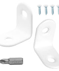 Heavy Duty White Metal Corner Braces 1 X 1 Inch Pack Of 20 Smooth Steel L Brackets With 40 Mounting Screws for furniture repairs.