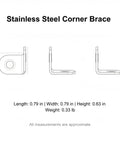 Diagram of Heavy Duty Stainless Steel 90 Degree L Bracket For Furniture Reinforcement And Shelf Support dimensions