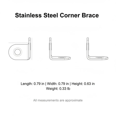 Diagram of Heavy Duty Stainless Steel 90 Degree L Bracket For Furniture Reinforcement And Shelf Support dimensions