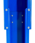 Close-up of blue steel post for KATOOL 11000lb two-post car lift; mounting bolts visible