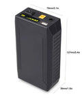 All In One Portable Power Bank With 12V 9V And 5V Outputs 10500mAh High Capacity USB A Quick Charge And AC DC Charger, side view dimensions