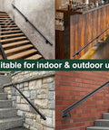 Solid As A Rock Metal Stair Banister Handrail Adjustable Wall Mounted Safety Railing For Indoor Outdoor Steps Tub Grab Bar Heavy Duty square tube steel installed on stairs and walls.