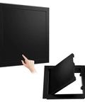 Top Shelf Heavy Duty Aluminum Access Panel Door For Drywall And Ceiling, Recessed Plumbing Cover With Push To Open Hatch, Built Ridiculously Tough With Zero Sweat Install For Your Next Renovation Black 8X12 Inch shown with hand opening.