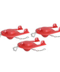Universal 2-Inch Toilet Tank Flapper Set, 3 Pack, Easy Install No-Fuss Replacement, Long-Lasting Rubber Seal Made in USA Red Color