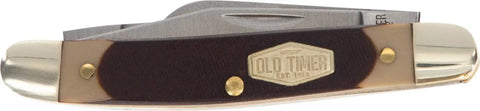 Tough As Nails Three Blade Folding Pocket Knife With High Carbon Stainless Steel Edge And Ergonomic Sawcut Grip For Everyday Carry Hunting Camping And Outdoor Adventures Featuring Lightweight Build And Badass Durability For Serious Outdoorsmen, shown closed.