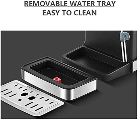 Close-up of 20 Bar Espresso Machine With Milk Frother Wand And 1.5L Removable Water Tank For Espresso Cappuccino Latte Macchiato At Home Black