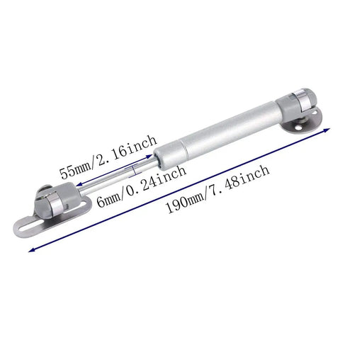 50N Gas Strut Cabinet Lift Support Easy Install 6 Inch, Soft Open And Close Lid Damper shown with measurements