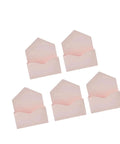 Five Pack Envelope Style Gift Boxes For Flowers And Crafting Parties in light pink cardboard, envelope shape.