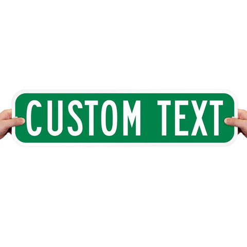 Custom Green Street Signs Personalized Aluminum Yard Decor Rock Solid Heavy Duty Outdoor Message Plate 6 By 24 Inches
