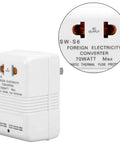 Travel Ready 70W Voltage Converter From 110V Or 120V To 220V Or 240V, Step Up And Down Transformer, close-up of AC output