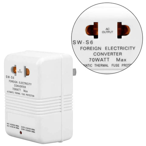Travel Ready 70W Voltage Converter From 110V Or 120V To 220V Or 240V, Step Up And Down Transformer, close-up of AC output