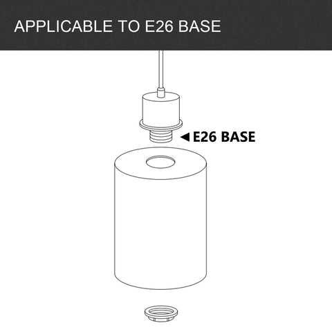 Diagram showing White Line Painted Glass Shade Cylinder Globe Replacement For Vanity Lights And Chandeliers One And Five Eighths Inch Fitter Fits Most Fixtures Like Vanity Sconces Ceiling Lights And Pendant Lamps Pack Of Three compatible with E26 base.