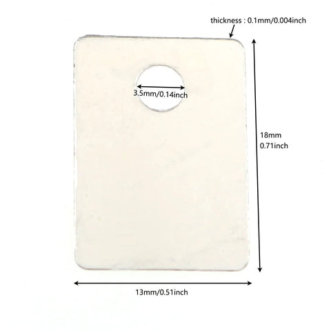 Pack Of 100 Mica Insulator Sheets For TO-220, Natural Transparent Rectangle With Holes, 18mm x 13mm x 0.12mm sheet