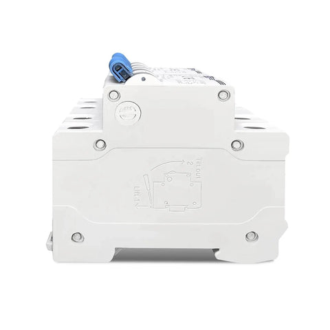 Side view of 2P DC Dual Power Manual Transfer Switch MCB For PV System 40A Heavy Duty Miniature Circuit Breaker, compact design