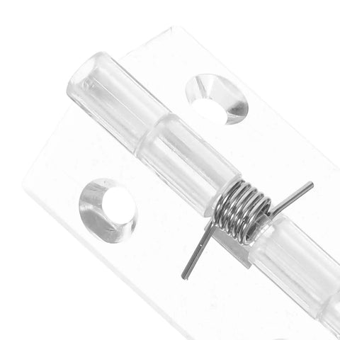 Close-up of Two Pack Automatic Hidden Door Hinges With Spring Loaded Self Closing For Residential Use Concealed Crystal Clear Interior Hinges 45x35mm