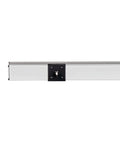 Side view of a Twelve Outlet Power Strip With Surge Protection, 15 Foot Cord, Heavy Duty Metal Construction, 36 Inch Long, Gray Mounting Bracket.