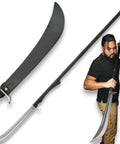 Naginata Japanese Polearm Sword With Sheath Satin Finished 18 Inch 7Cr13 Stainless Steel Blade held by person