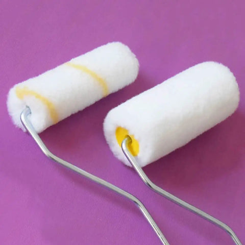 4 Inch Paint Roller Frame With Extended Handle And Ergonomic Thumb Control Featuring Thick Polyester Plush For Flawless Wall And Ceiling Finish Built Solid To Handle Painting Jobs Like A Pro with white plush rollers
