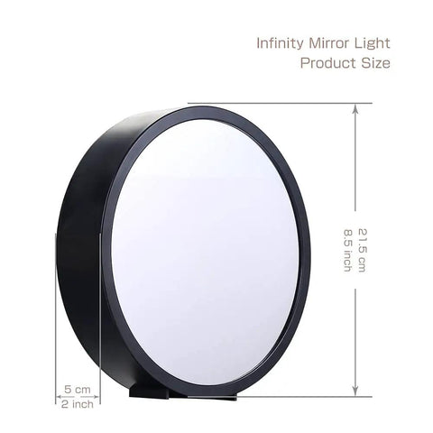 Infinity Mirrors Tunnel Lights LED Night Light 3D Wall Lamp Desk Decor 215x215x50mm side view with dimensions