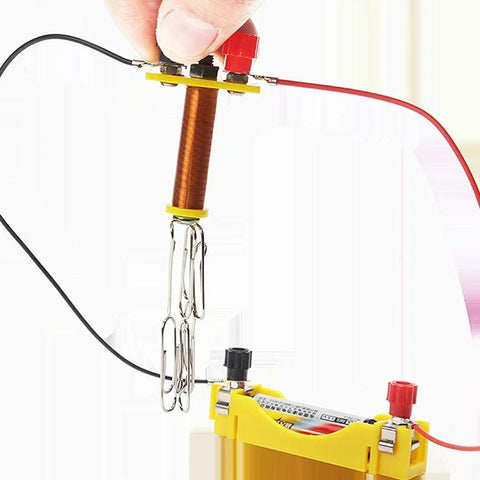 Two Pack Education Electromagnet And Electric Circuit Lab Kit for beginner experiments, copper coil demonstration in use.