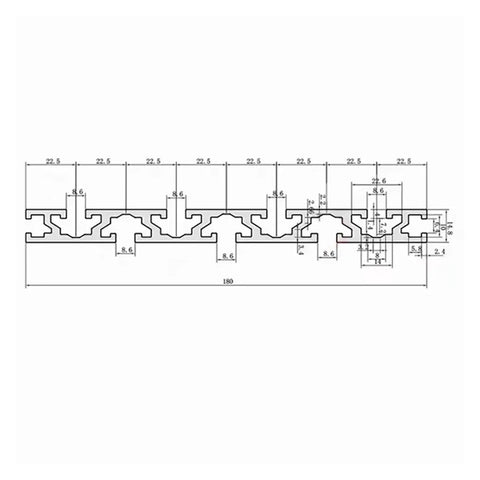 Heavy Duty 15180 Aluminum Profile Extrusion For CNC And 3D Printer Workbenches technical drawing with dimensions.
