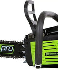 80V Brushless Cordless Chainsaw With 18 Inch Bar And Smart Auto Oiler, black and green design with 18-inch bar.