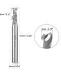 uxcell 3-pack end mill cutter: 6mm shank, 5x13mm straight flat-nose, 2-flute CNC router bit, front view