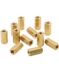 Beefy Brass M2.5 x 10mm Hex Coupling Nut With Female Thread Long Connector For Mechanical And Electrical Projects, Heavy Duty Threaded Rod Coupler, Corrosion Resistant, High Strength, Durable 70 Pack, brass hex couplers