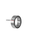 MR128-2RS Deep Groove Ball Bearing, 8mm ID, 12mm OD, 3.5mm thick, chrome steel, side view, double sealed, for heavy load use