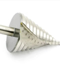 Built Like A Tank HSS Step Drill Bit 6-60mm with spiral grooves and triangle handle for precise hole cutting.