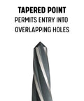 Image of the tip of the Fifteen Sixteenths Inch Bridge Reamer With Half Inch Shank DWR Series, showing tapered point design.