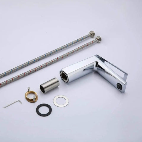 Luxurious Polished Chrome Modern Bathroom Faucet With 1 Hole And Single Handle Brass Body With Zinc Handle components