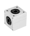 Right Angle Bevel Gearbox 1 To 1 90 Degree Output For DIY Projects With 20 Teeth, 1 Module, 10mm Shaft, Aluminum Frame, Keyway Bore