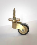Antique Style Brass Caster Wheels Set, 25mm Beefy Heavy Duty Swivel Casters With Screws, 360 Degree Rotation, side view