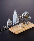 DIY Sterling Engine Kit For Vacuum Engine Model Enthusiasts, Tech Nerds, Physics Experiments, Desktop STEM Toy, Hands On Learning Demo, Build Your Own Vintage Heat Engine on wooden base with tools