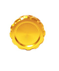 Rear Brake Fluid Reservoir Cap With CNC Aluminum Alloy Body Dope Look Gold Finish Oil Cap Cylinder Cover For Motorcycle Accessories Universal Replacement Fits Yamaha Kawasaki Suzuki Honda, top view showing gold finish and design detail