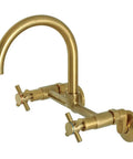Concord 8 Inch Adjustable Center Wall Mount Kitchen Faucet in Brushed Brass with solid brass construction