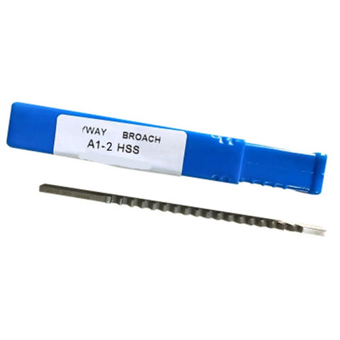Push Type 2mm Keyway Broach In HSS High Speed Steel For CNC with blue storage case visible